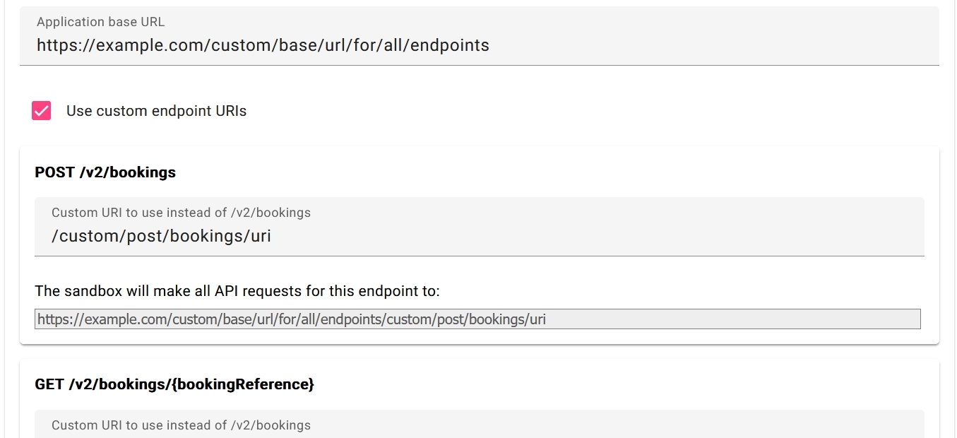 custom application endpoint uris