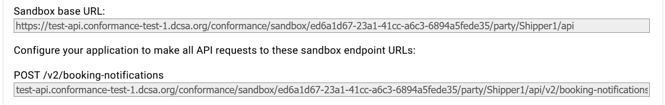 sandbox endpoint urls